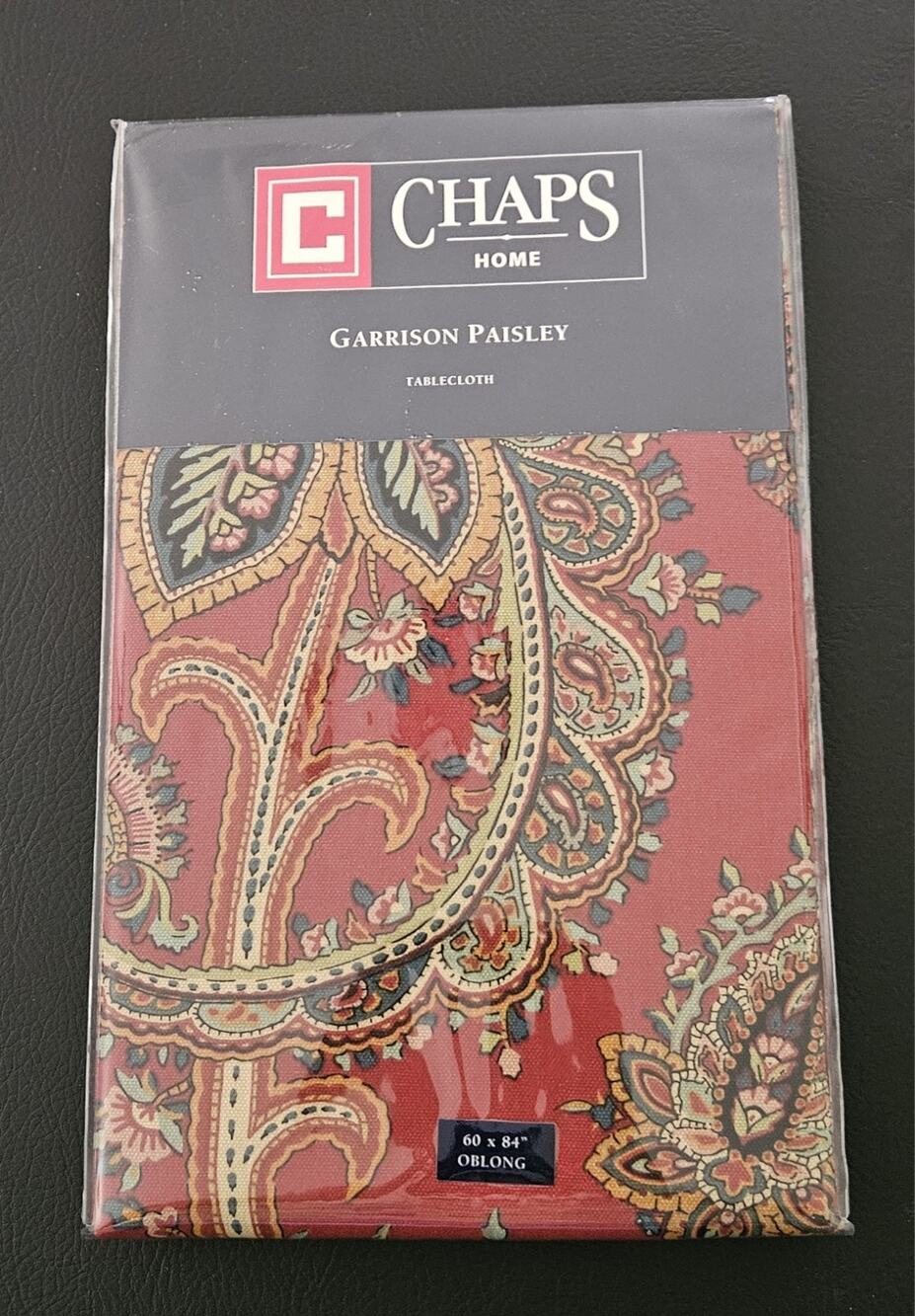Lauren Ralph Lauren Tablecloth Oblong 60”x84”Garrison Paisley Red/Orange NEW